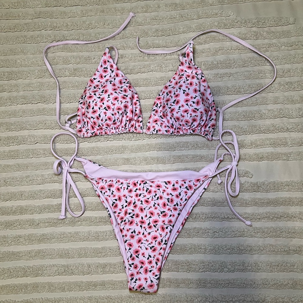 Pink floral bikini